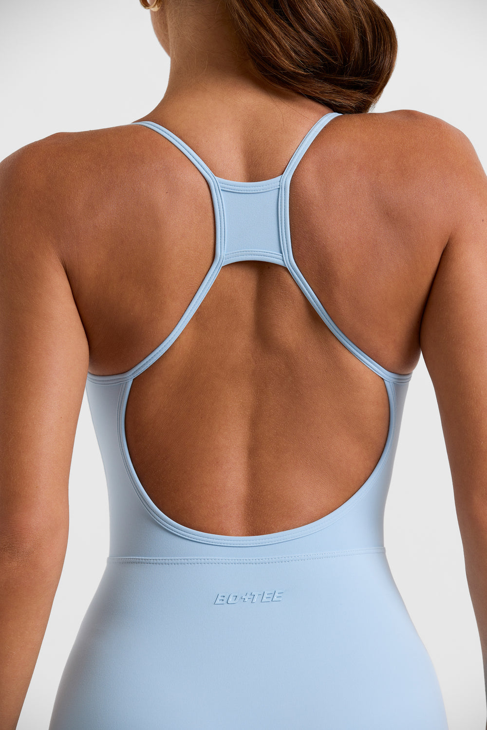 Volley Cut Out Back Sports Bra in Ice Blue