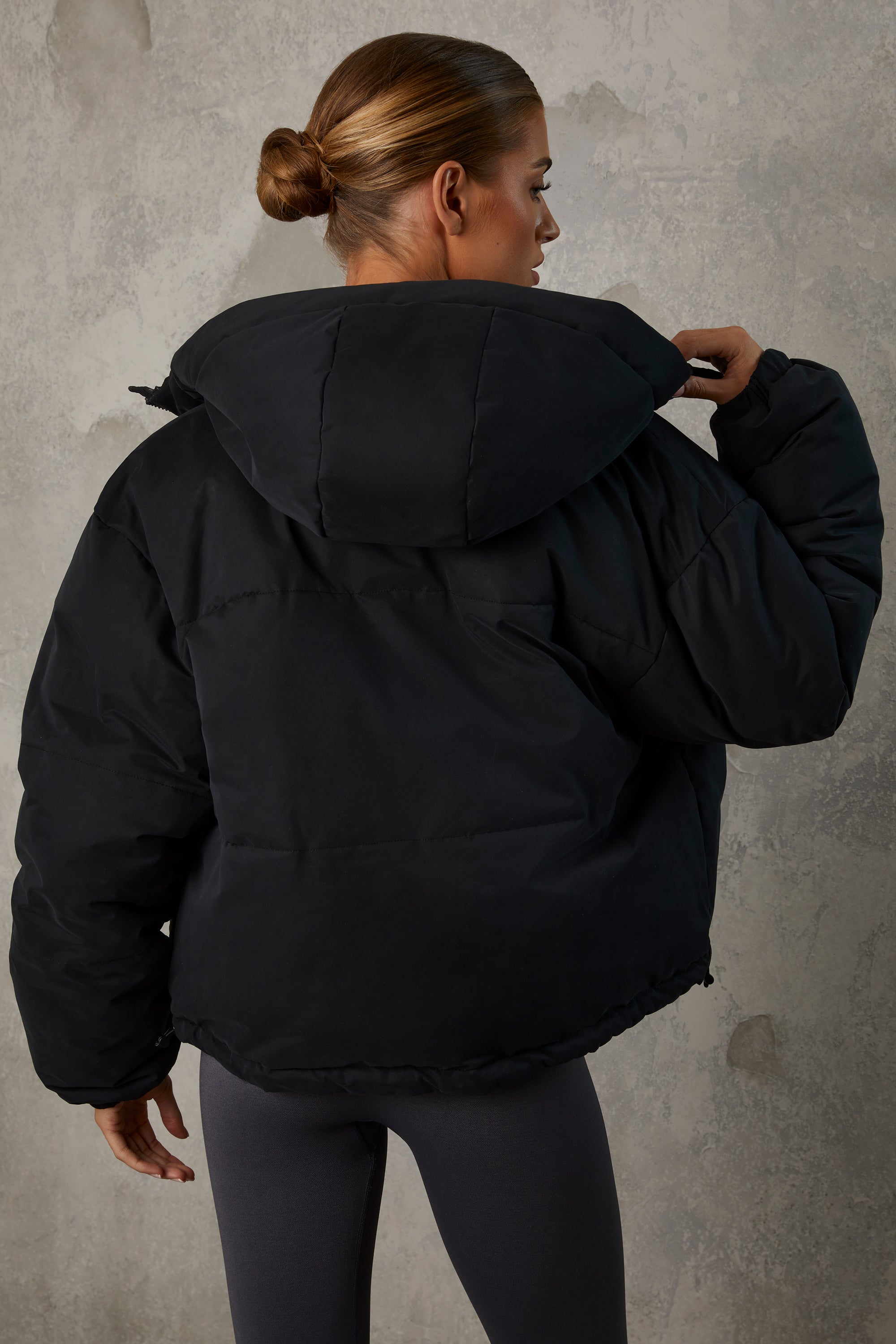 Layer Up - Reversible Hooded Puffer Jacket in Black