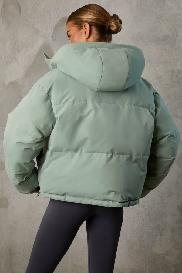 Layer Up - Reversible Hooded Puffer Jacket in Iceberg Green