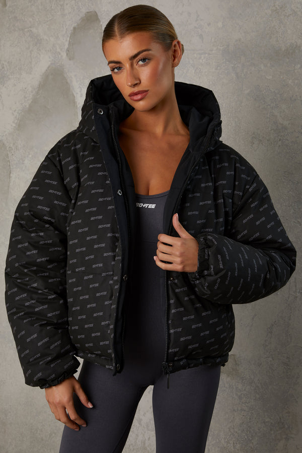 Layer Up - Reversible Hooded Puffer Jacket in Black