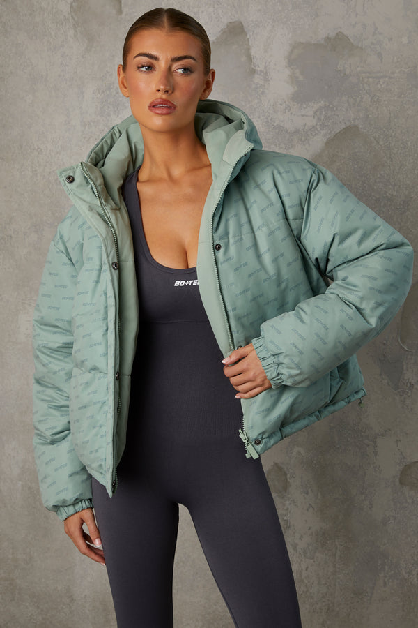 Layer Up - Reversible Hooded Puffer Jacket in Iceberg Green