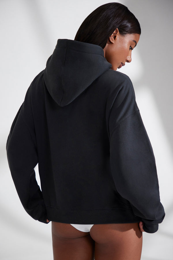 Varsity - Oversized Hooded Sweatshirt in Black
