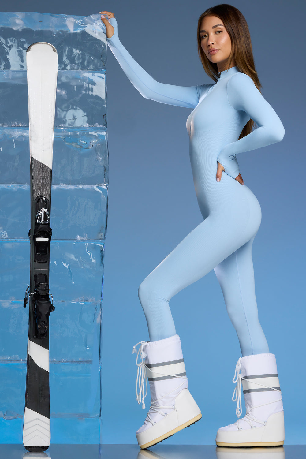 Chalet Petite Super Sculpt Base Layer Jumpsuit in Baby Blue