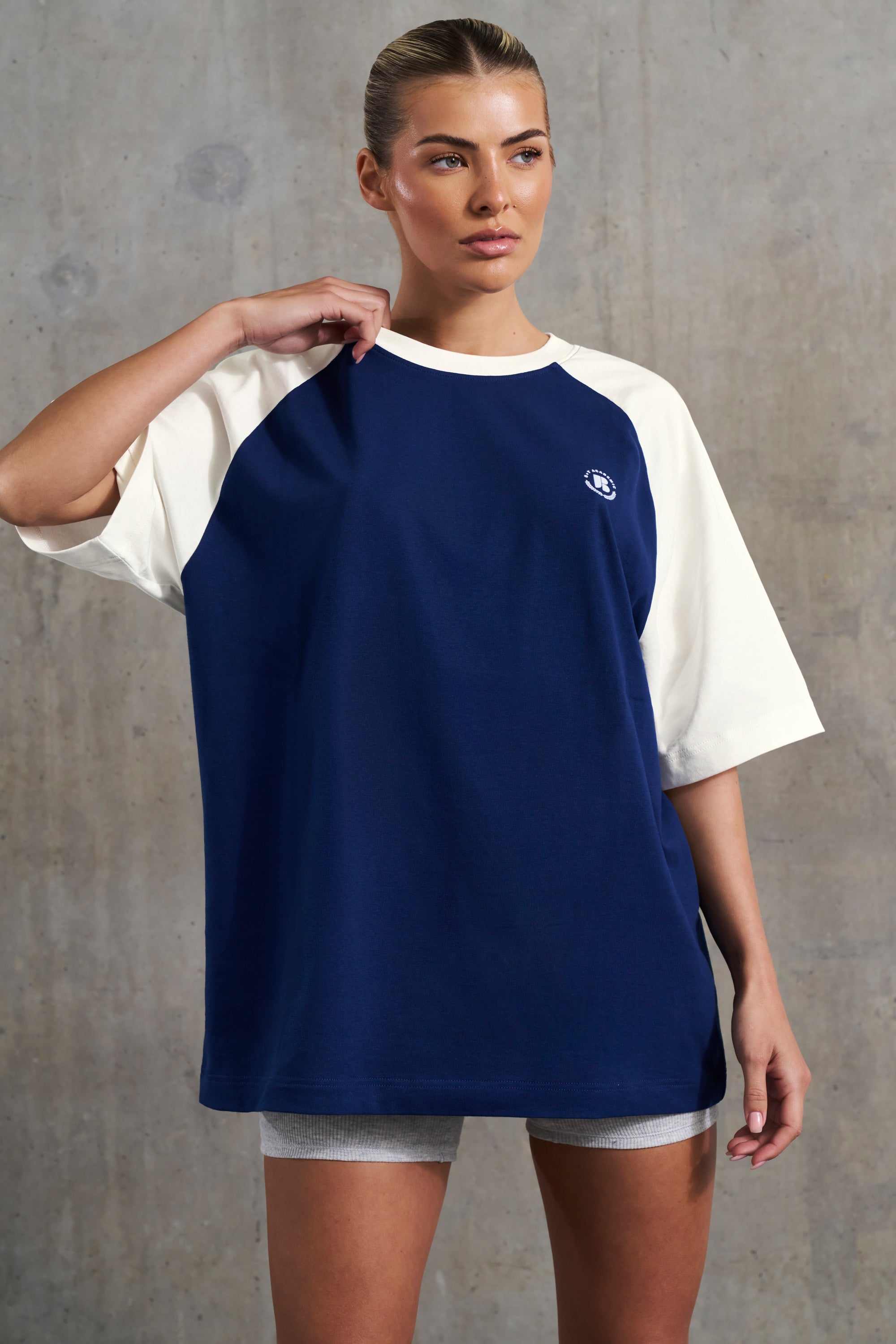 Attitude - Oversized Slogan T-Shirt in Navy