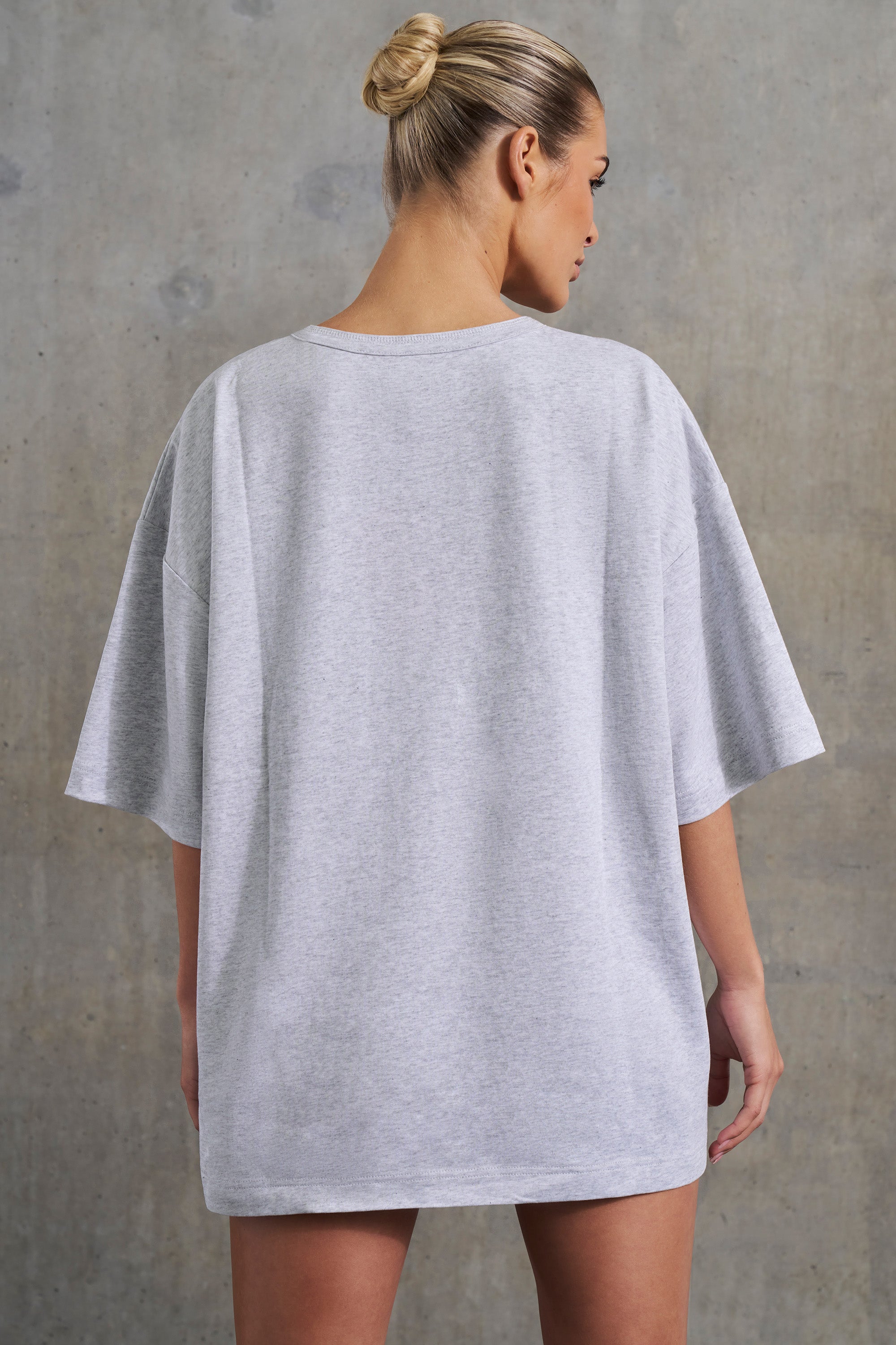 No Effort - Oversized Slogan T-Shirt in Heather Grey