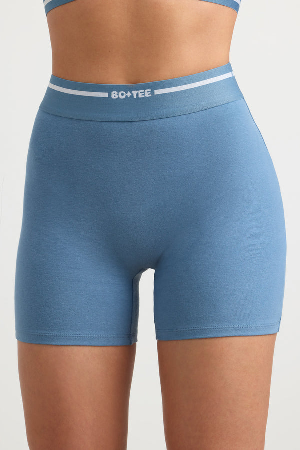 Reset - High-Waist Mini Shorts in Steel Blue