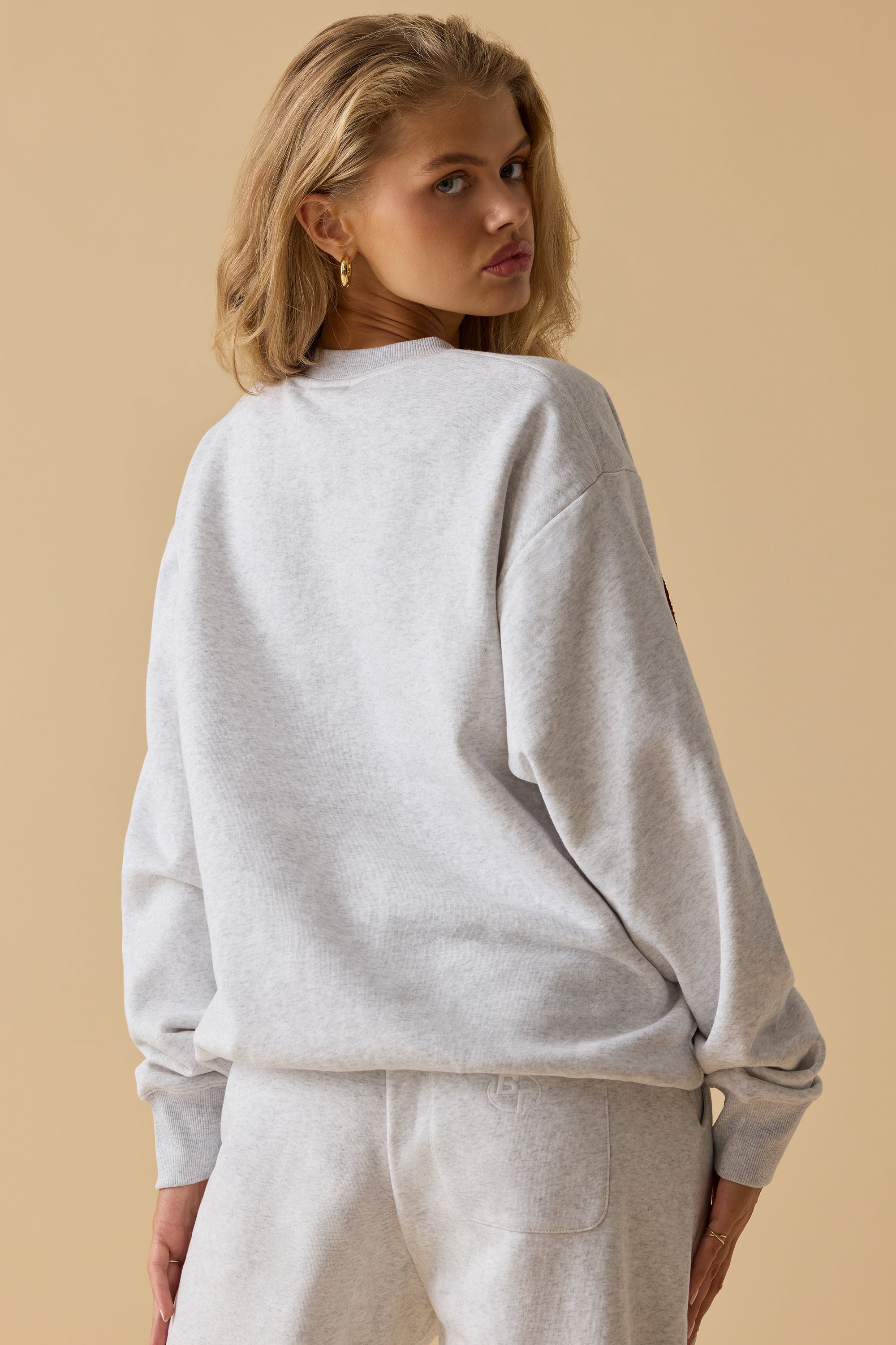 Signature - Oversized Crew Neck Sweatshirt in Heather Grey