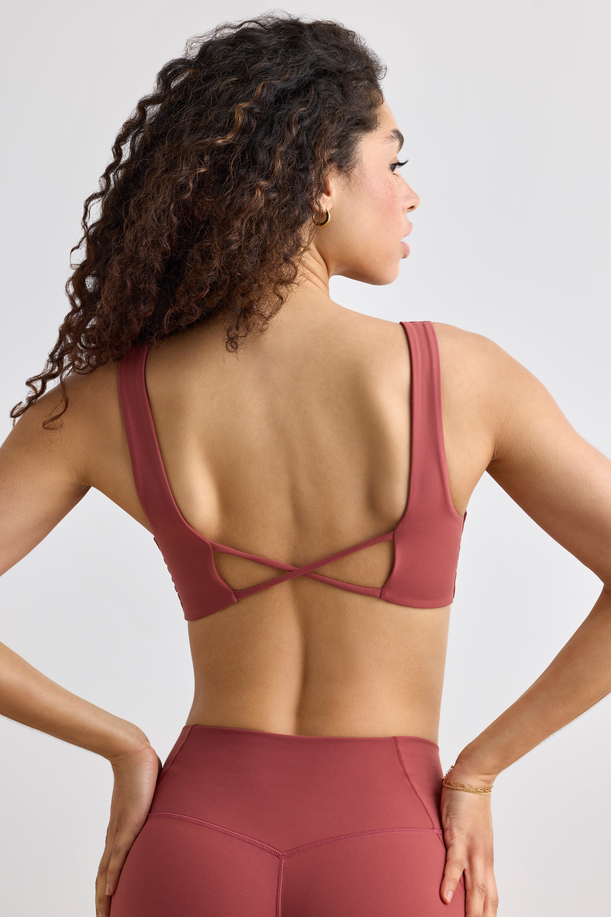 Pure - Soft Active V-Neck Sports Bra in Rust