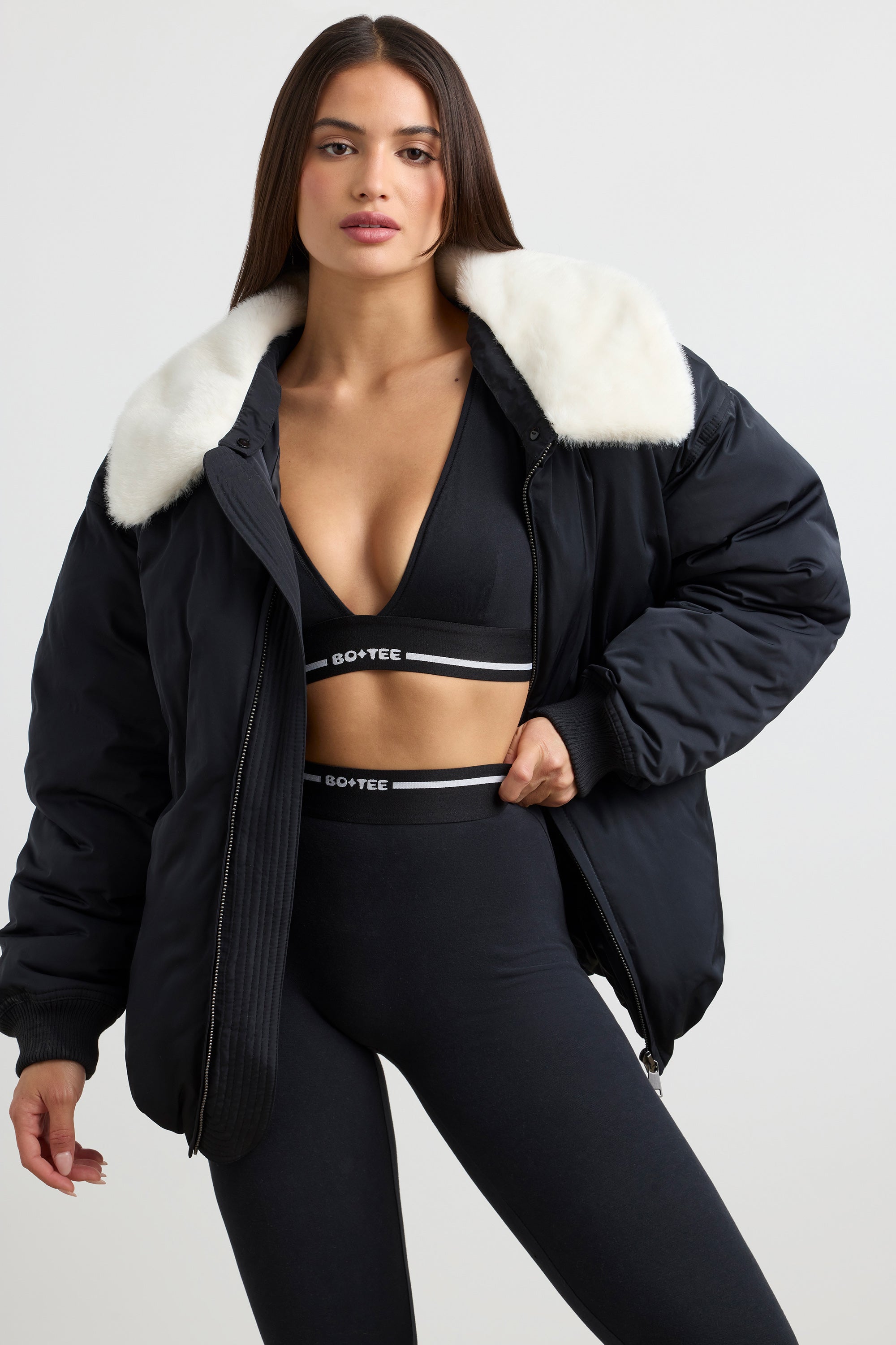 Any Day - Oversized Bomber Jacket in Black