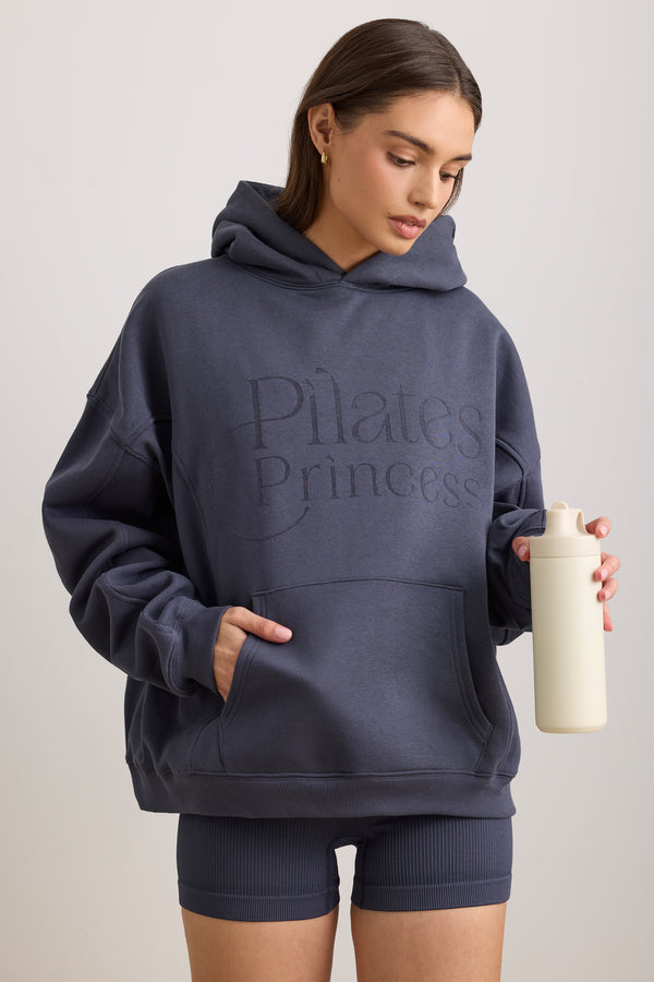 Pilates Princess - Oversized Hooded Sweatshirt in Slate