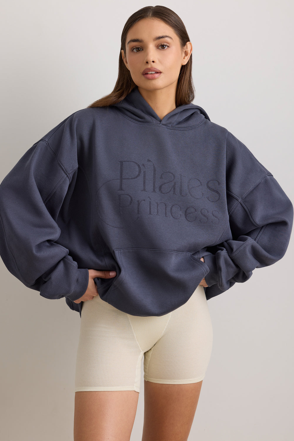 Pilates Princess Oversized Hooded Sweatshirt in Slate