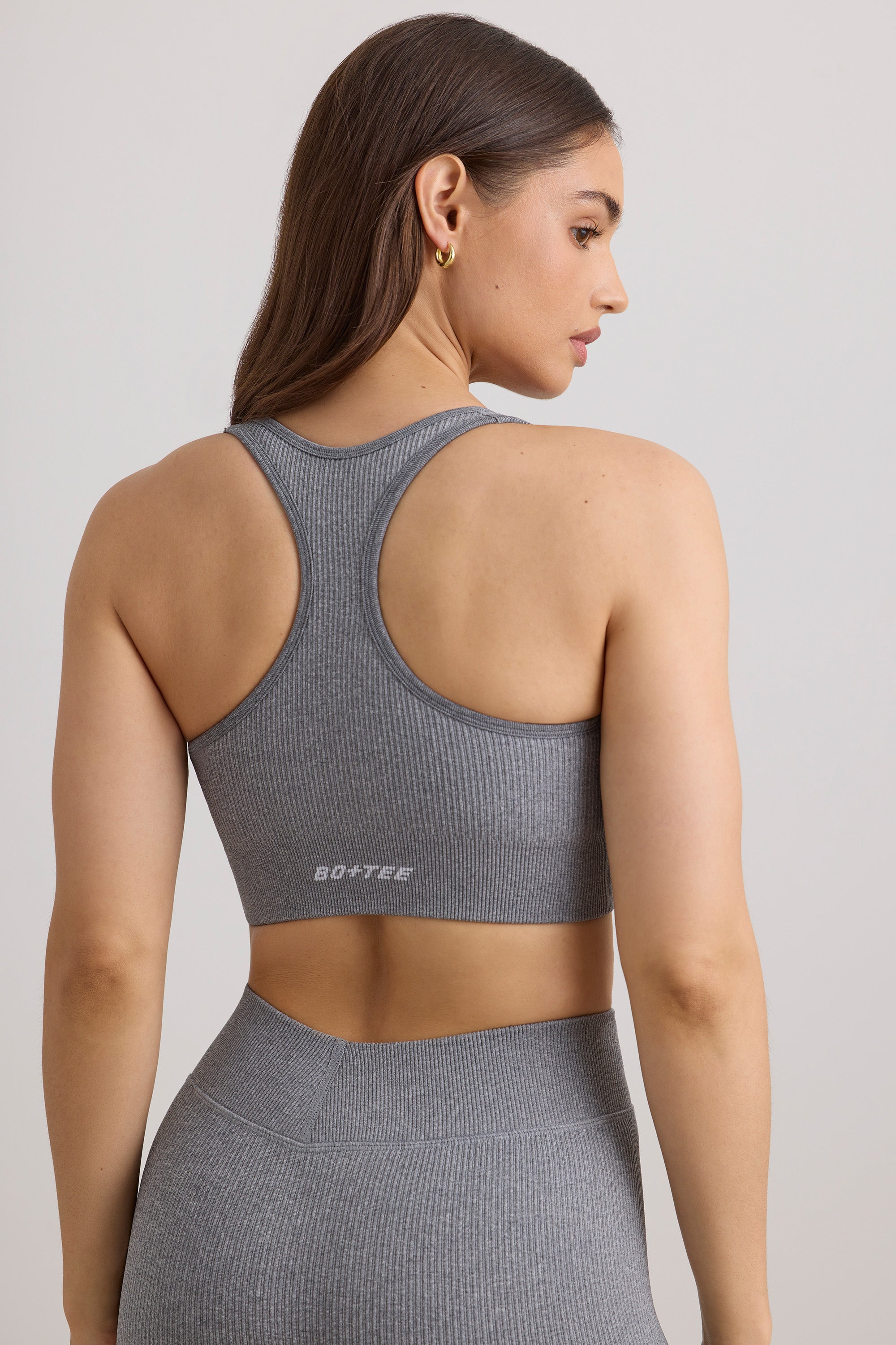 Concentrate - FlexiRib Wide Strap Sports Bra in Grey Melange