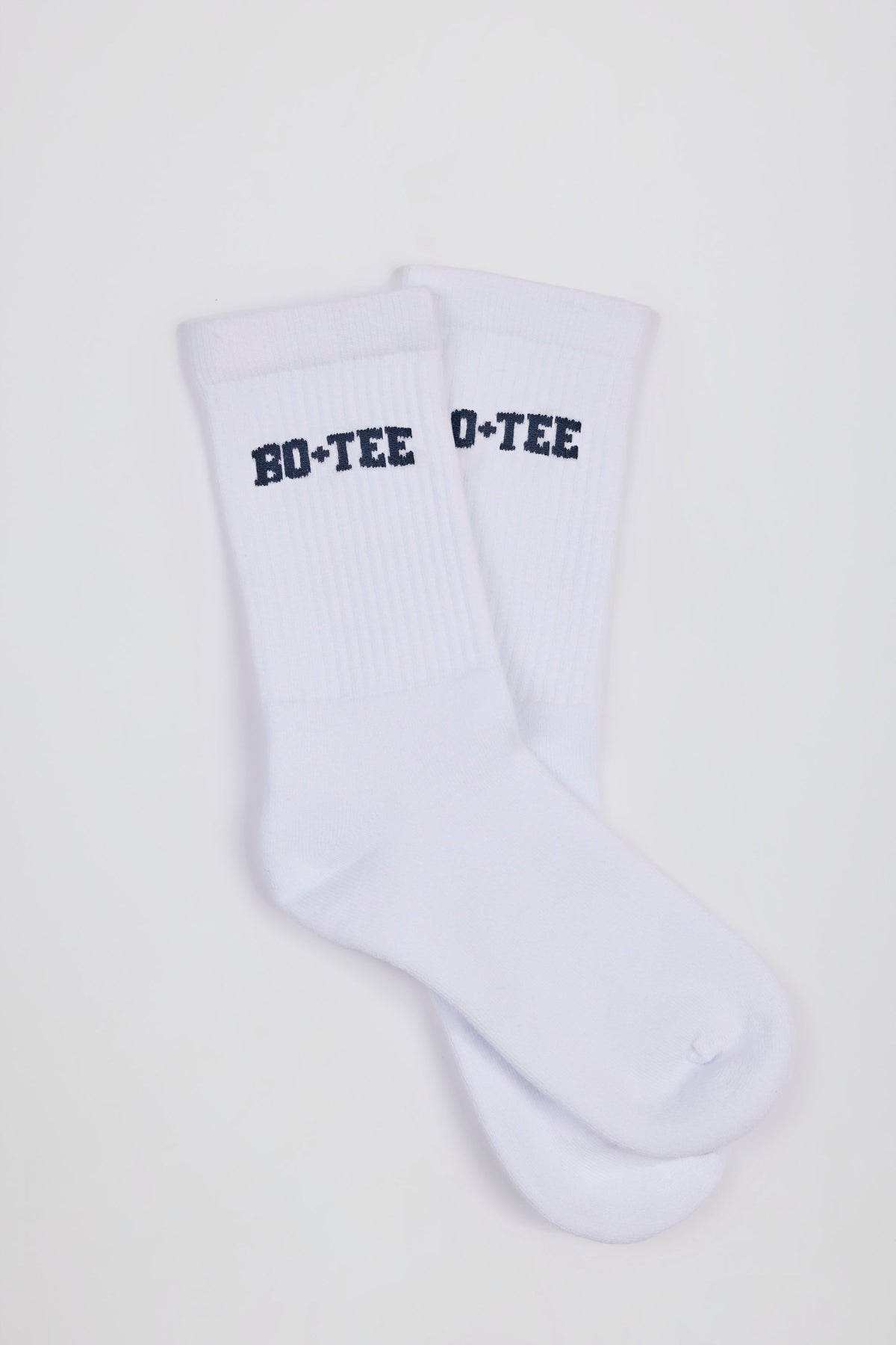 Ribbed Half-Crew Socks in White