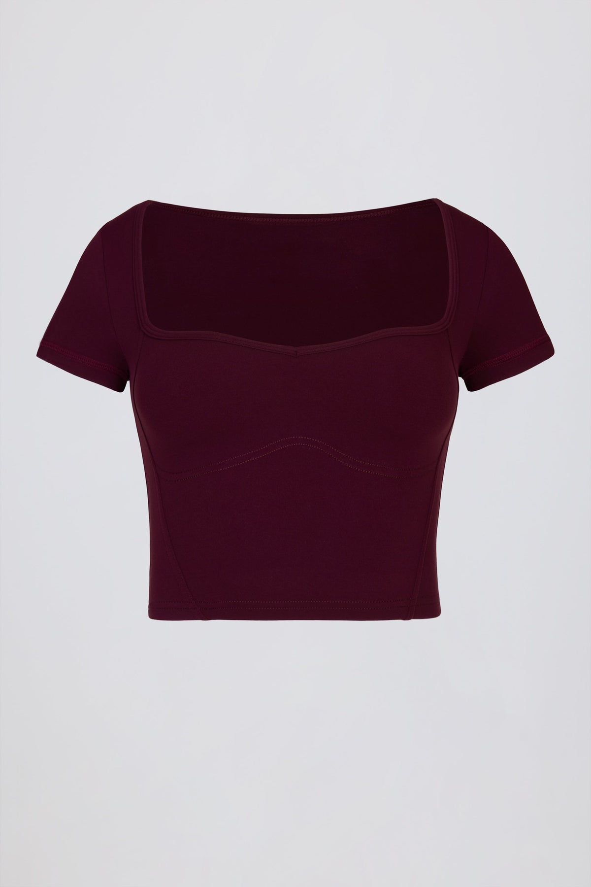 Soft Active Sweetheart-Neck Crop Top in Burgundy