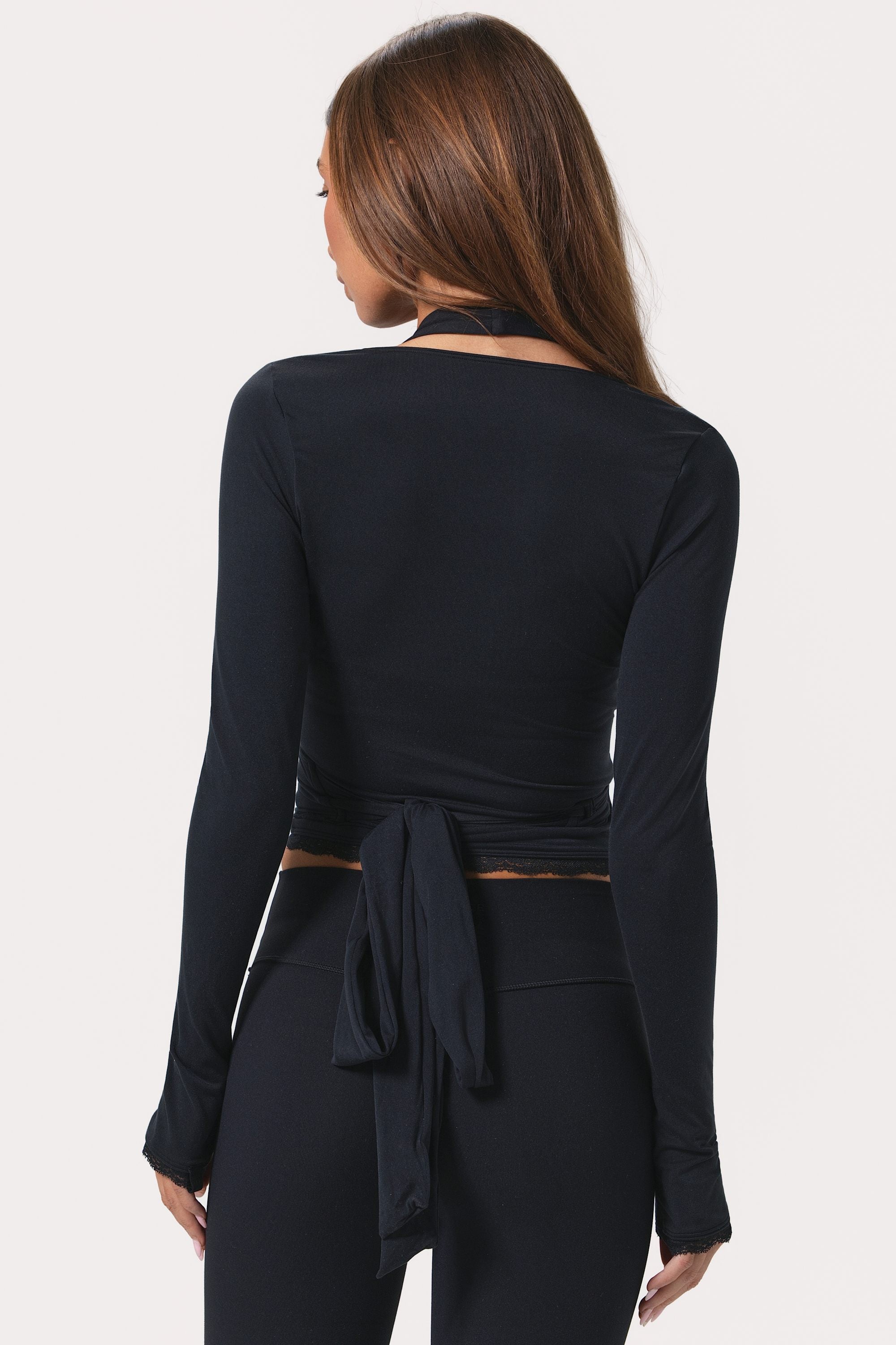 Bo+Tee's Hayley wearing the WithLovePerfectMatch Full Top in Black Soft Jersey fabric perfect for casual outings