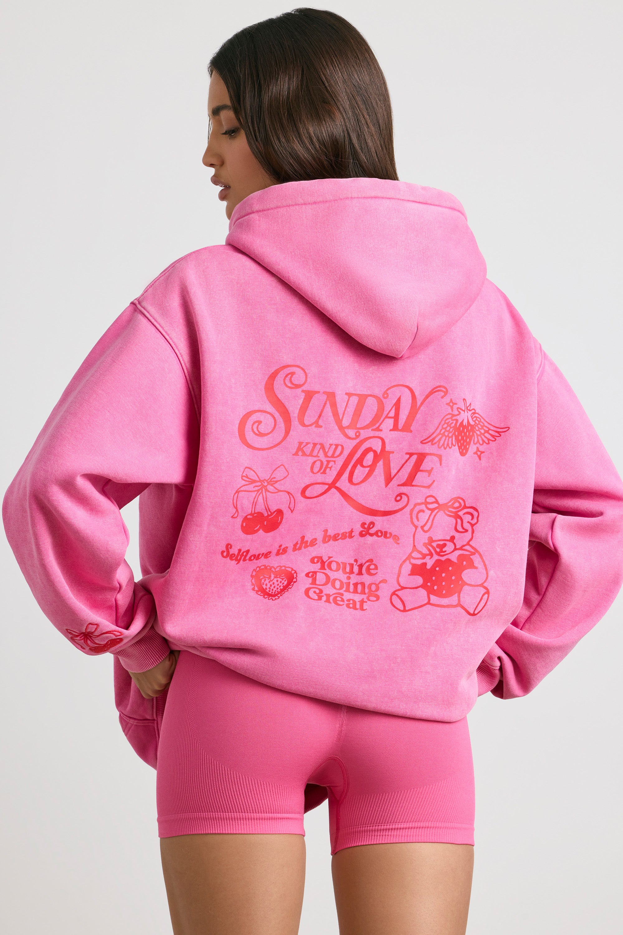 Sunday Love - Oversized Hoodie in Hot Pink