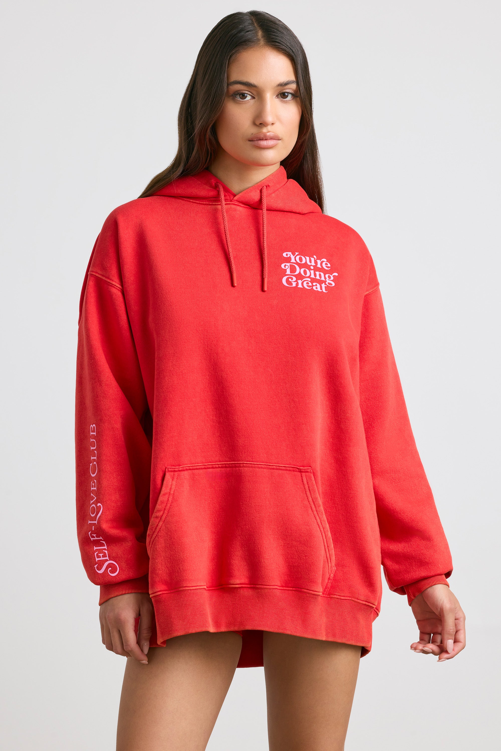 Sunday Love Oversized Hoodie in Red Bo Tee