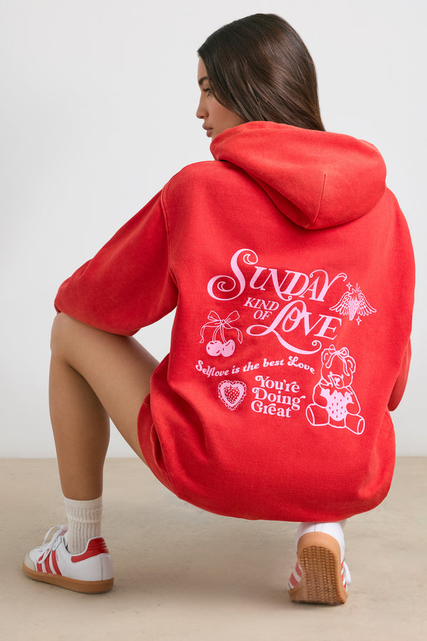 Sunday Love - Oversized Hoodie in Red