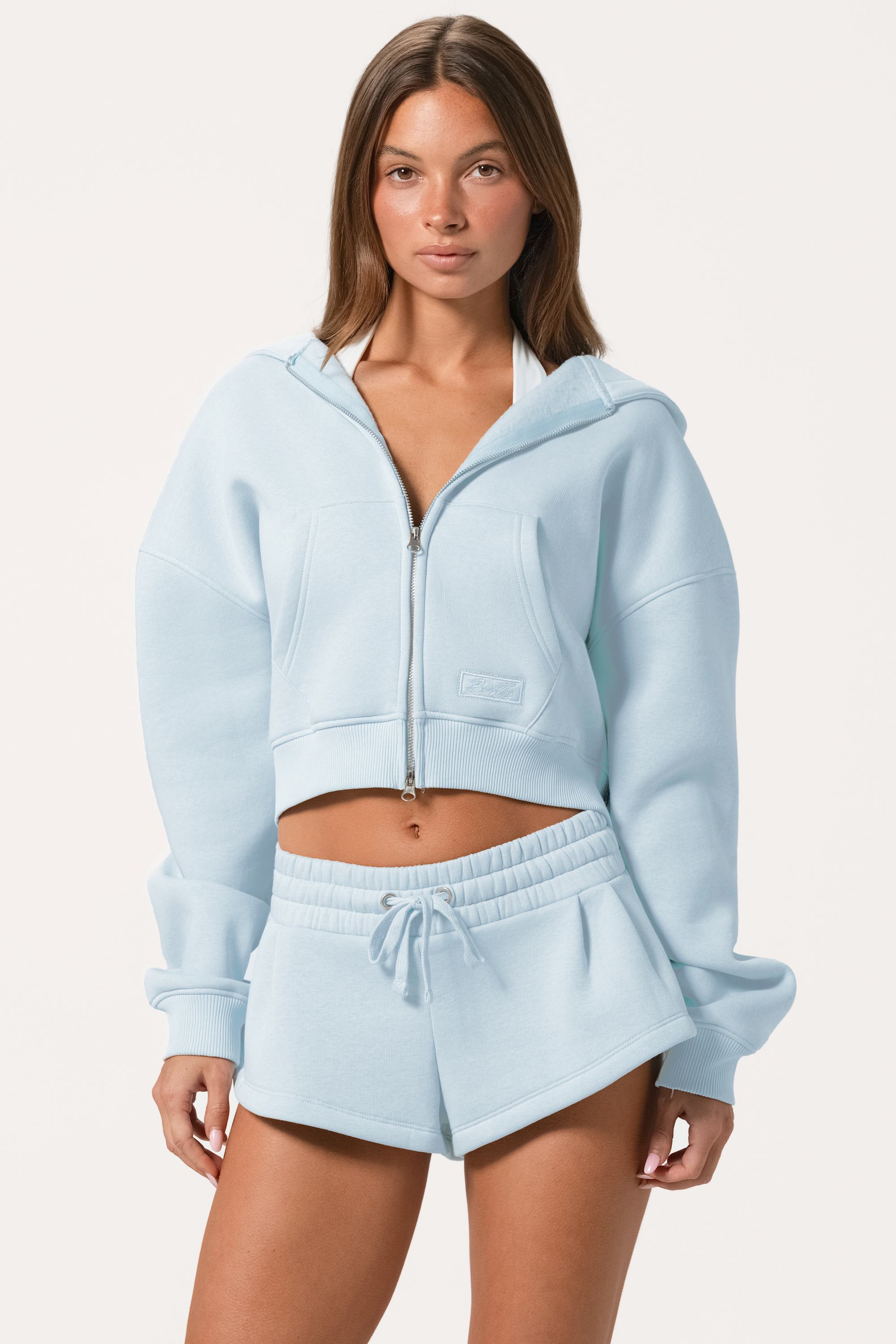 Oversized Zip-Up Hoodie  in Powder Blue