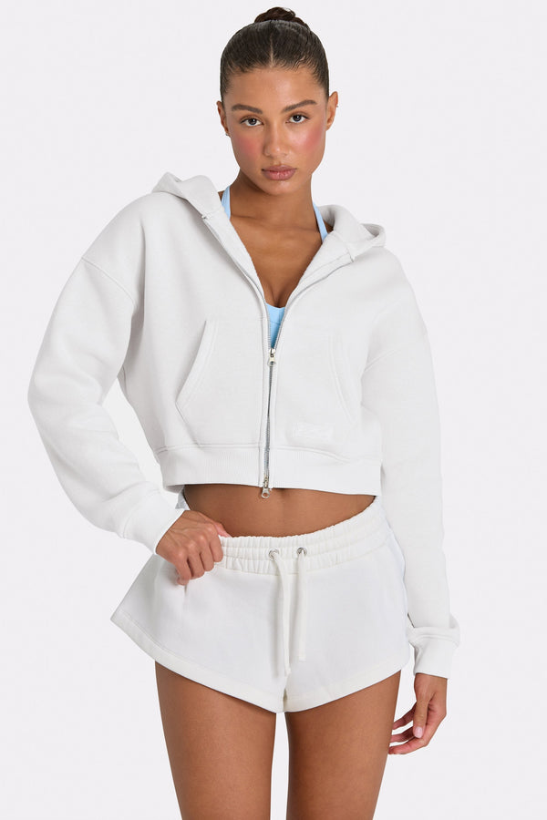 Oversized Zip-Up Hoodie  in Coconut