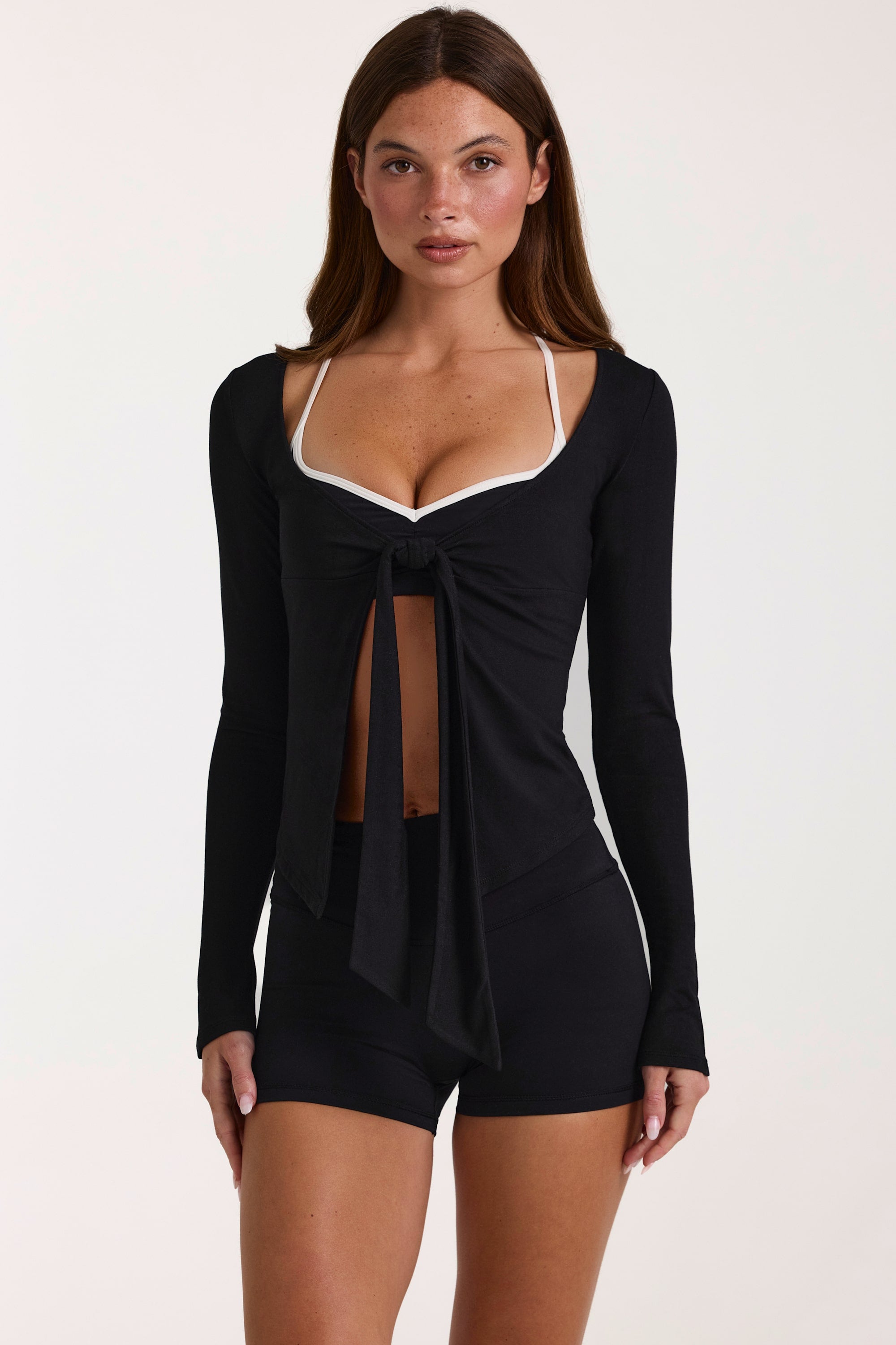 Modal Tie-Front Top in Black