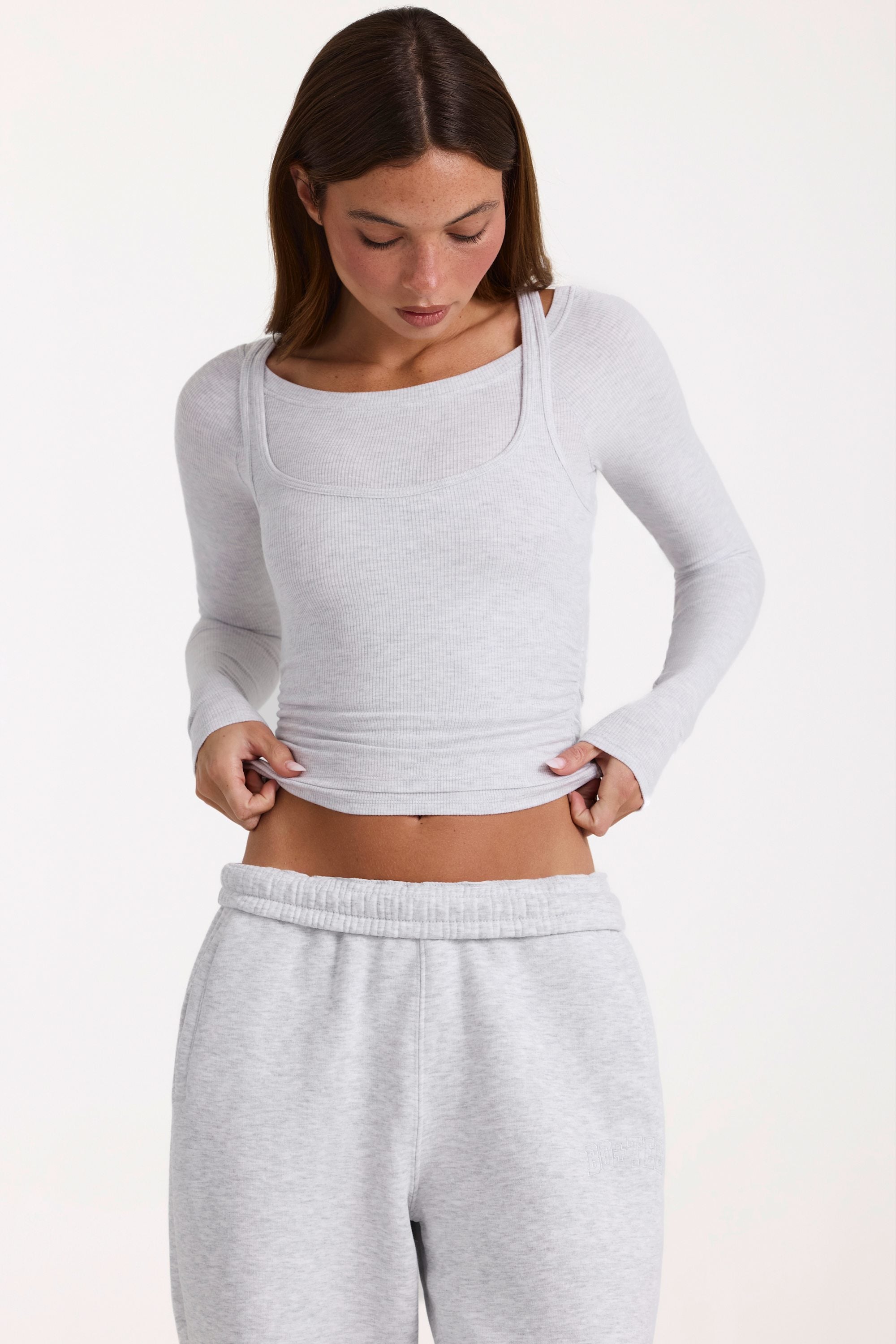 Modal Layered Top in Grey Marl