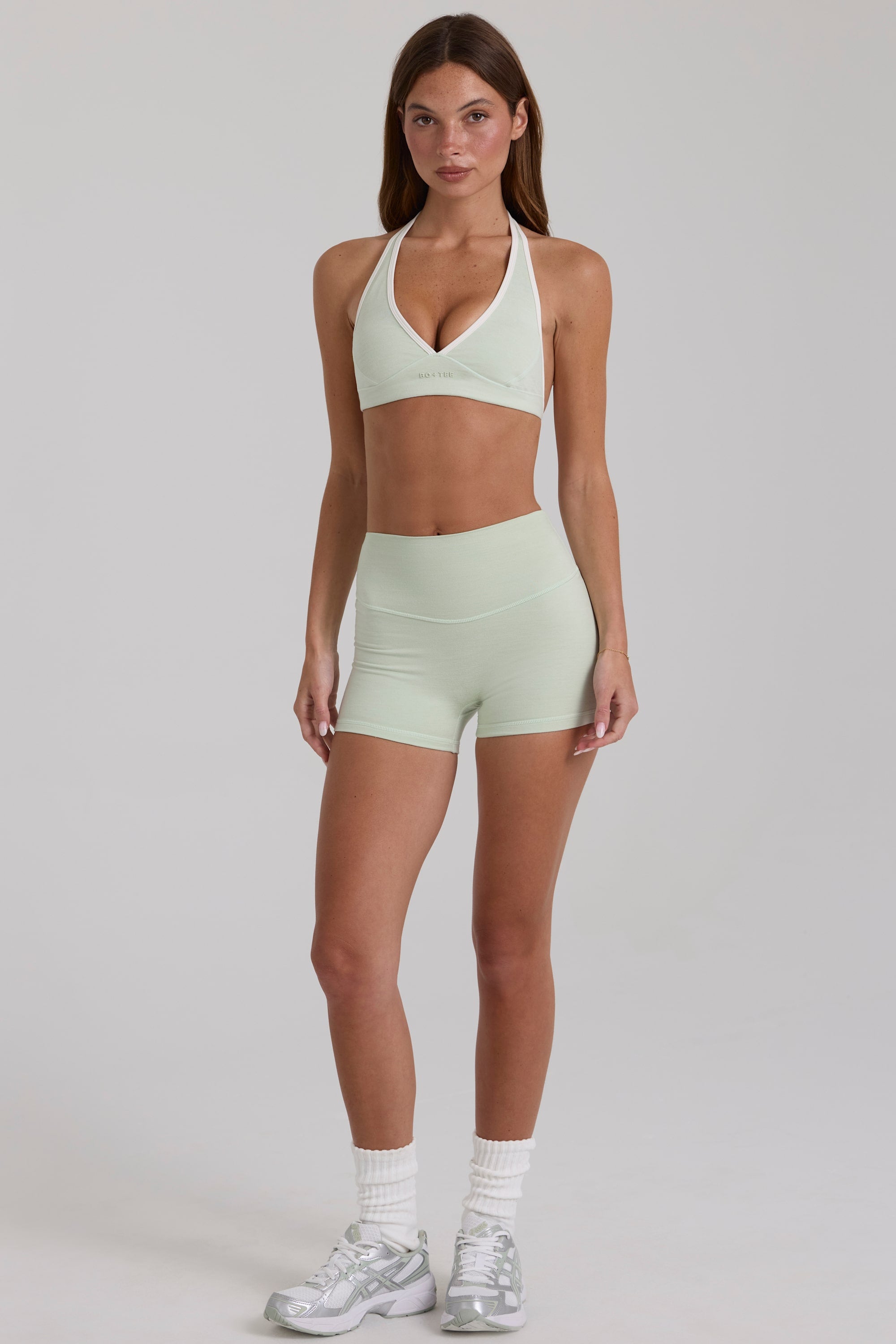 Soft Active Mini Shorts in Sage Marl