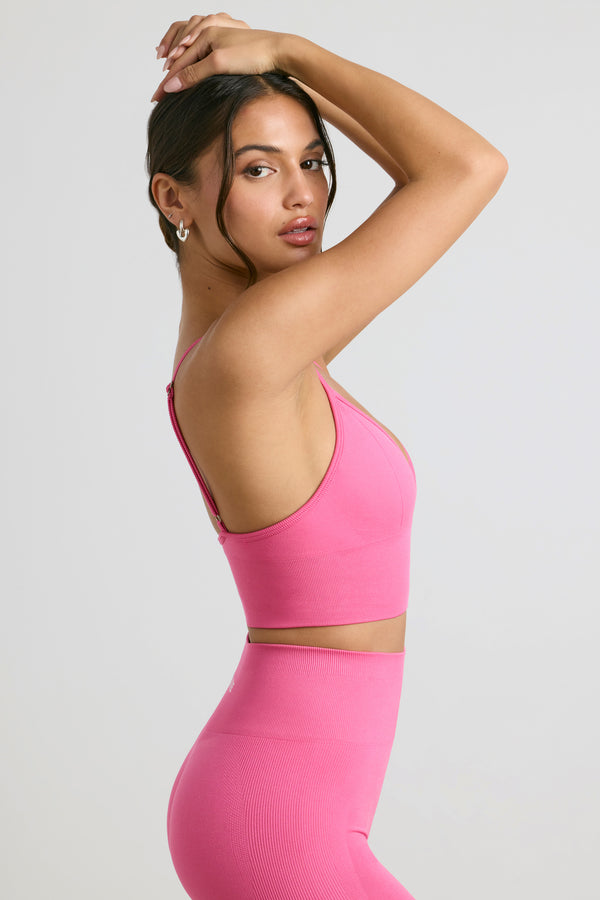 Exclusive - V-Neck Define Luxe Sports Bra in Hot Pink