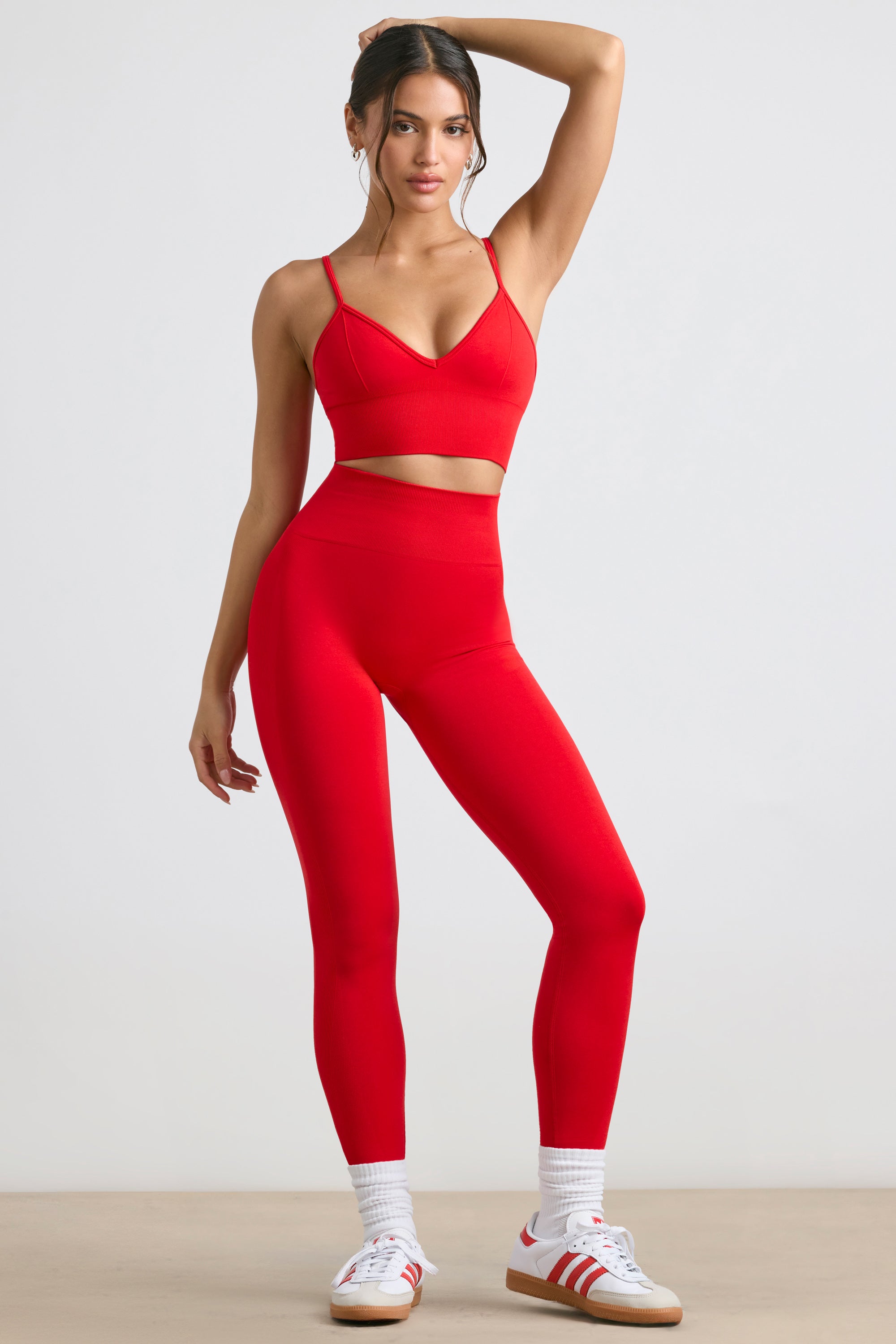 Admired - Petite High-Waist Define Luxe Leggings in Red