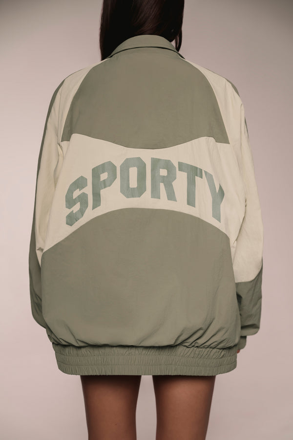 Colourblock Track Jacket in Mineral