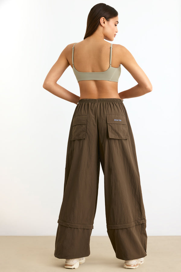 Poise High Waist Fold Over Trousers in Marled Oat
