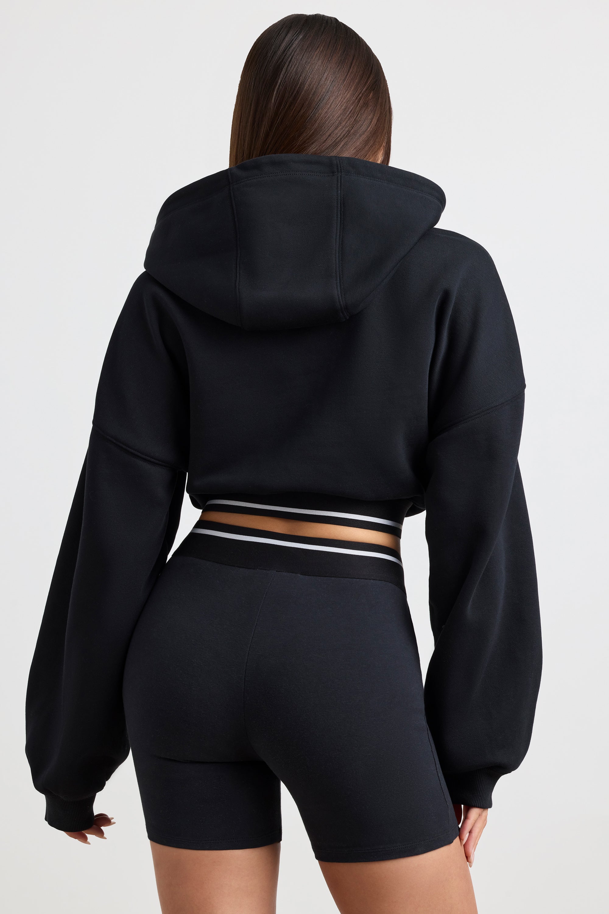 Pause - Cropped Hoodie in Black