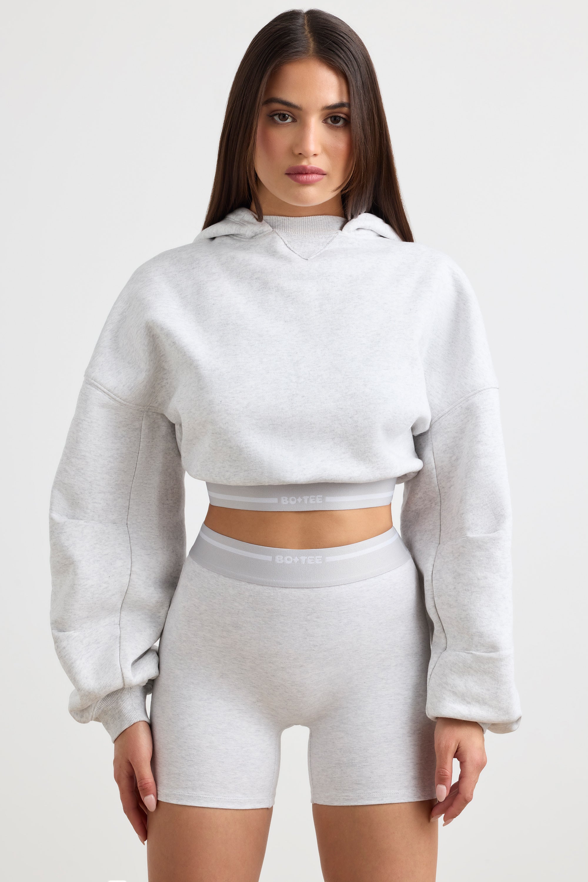 Pause - Cropped Hoodie in Grey Marl