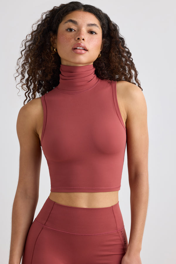 Immaculate - Soft Active Turtleneck Tank Top in Rust