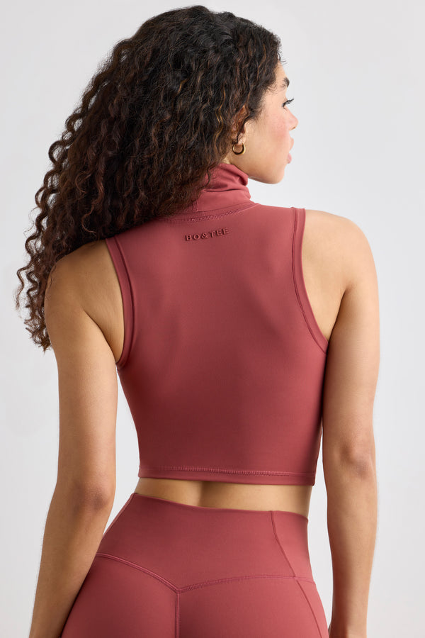 Immaculate - Soft Active Turtleneck Tank Top in Rust