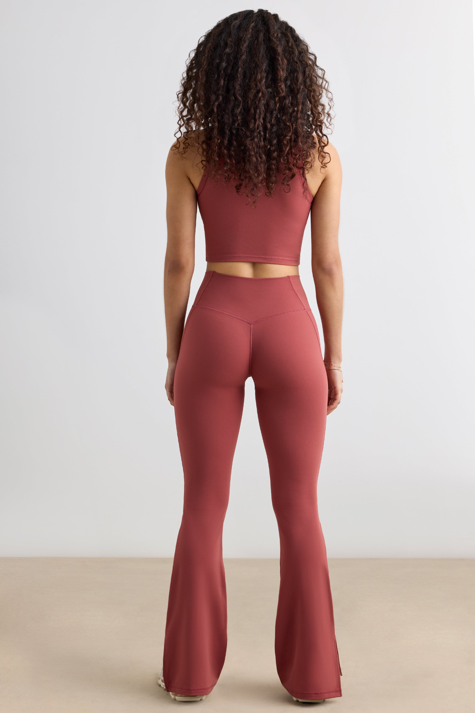 Clarity - Soft Active Flared Trousers in Rust