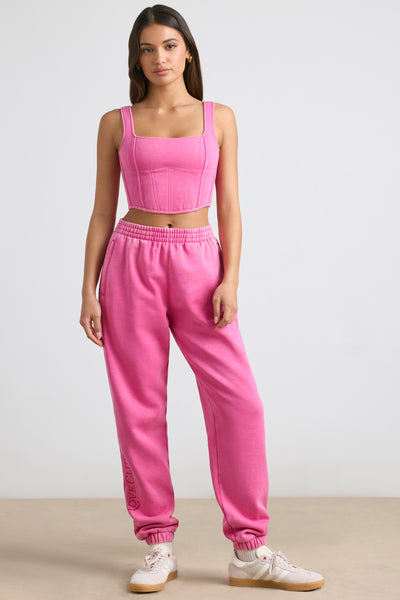 Rested Tall Oversized Ribbed Joggers in Pink