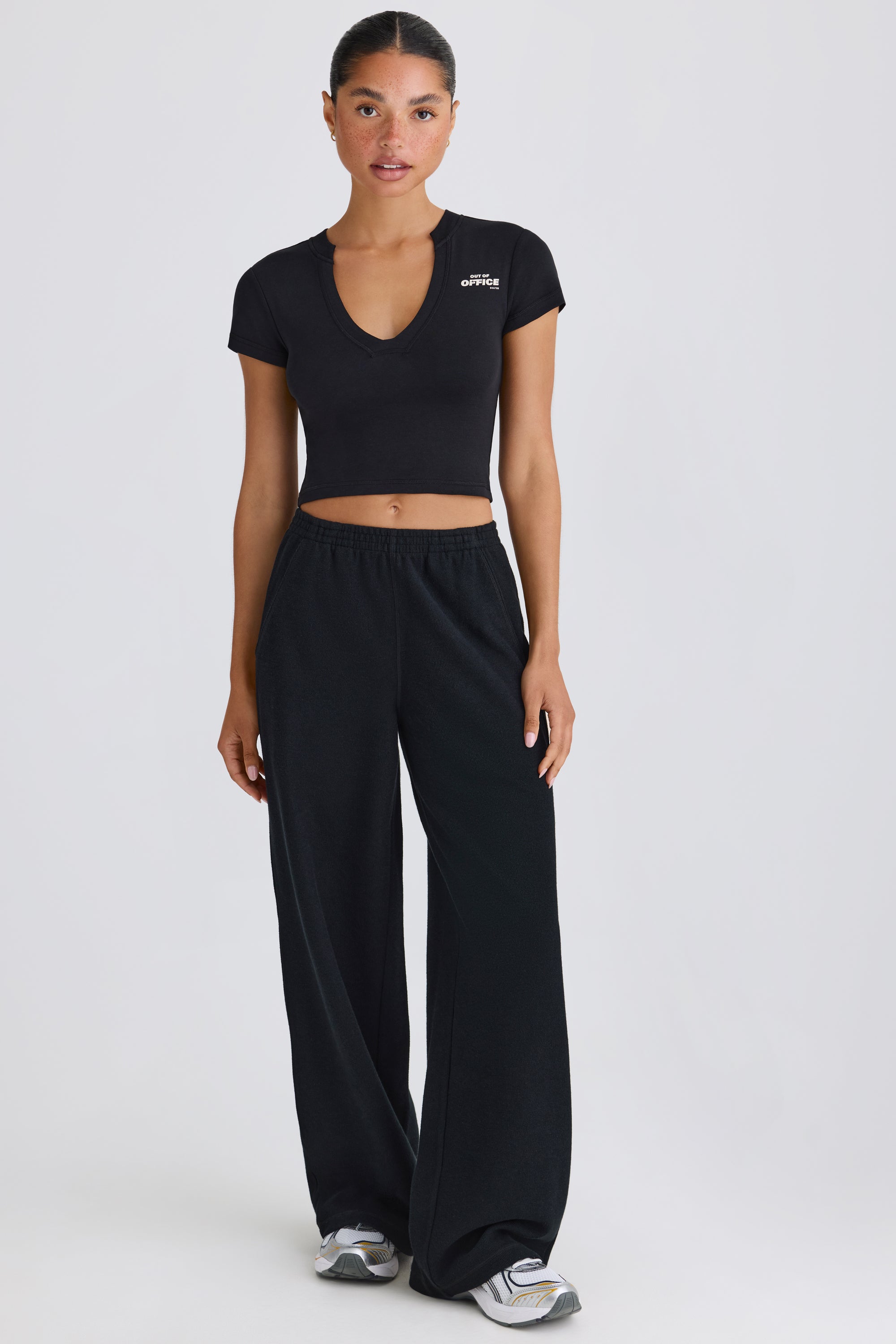 Ladies black straight leg joggers online