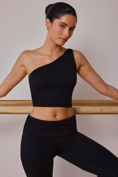 One-Shoulder Twisted Tank Top in Black | Bo&Tee – Bo+Tee One-Shoulder Twisted Tank Top in Black | Bo&Tee – Bo+Tee