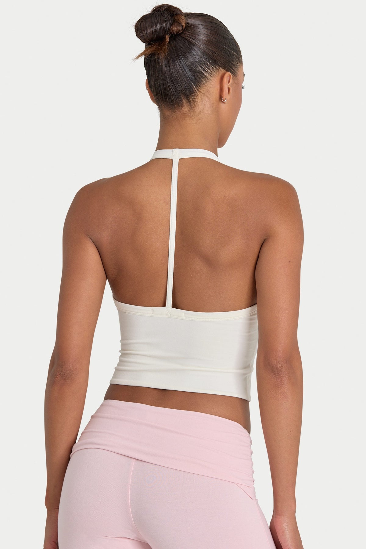 Bo+Tee model Kiele wearing the BT16359__Ivory Tops in Ivory Modal fabric perfect for coffee dates