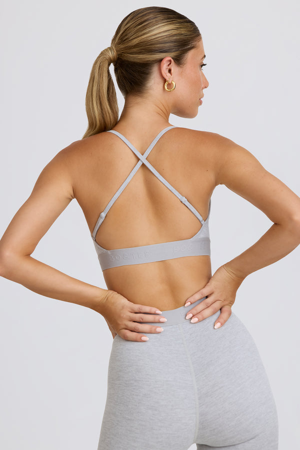 Soft Active Cross-Back Sports Bra in Grey Marl