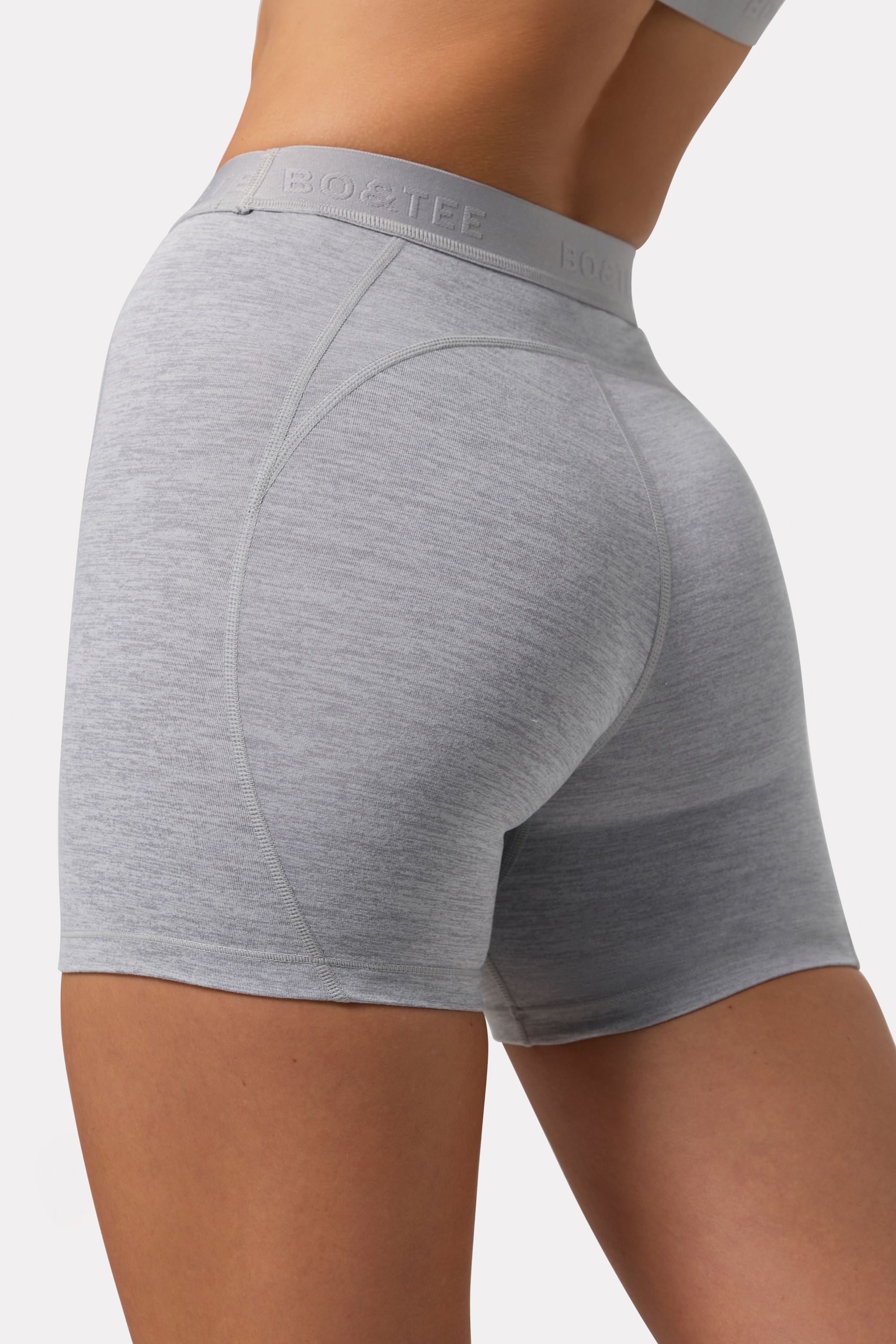 Soft Active Mini Shorts in Grey Marl – Bo+Tee