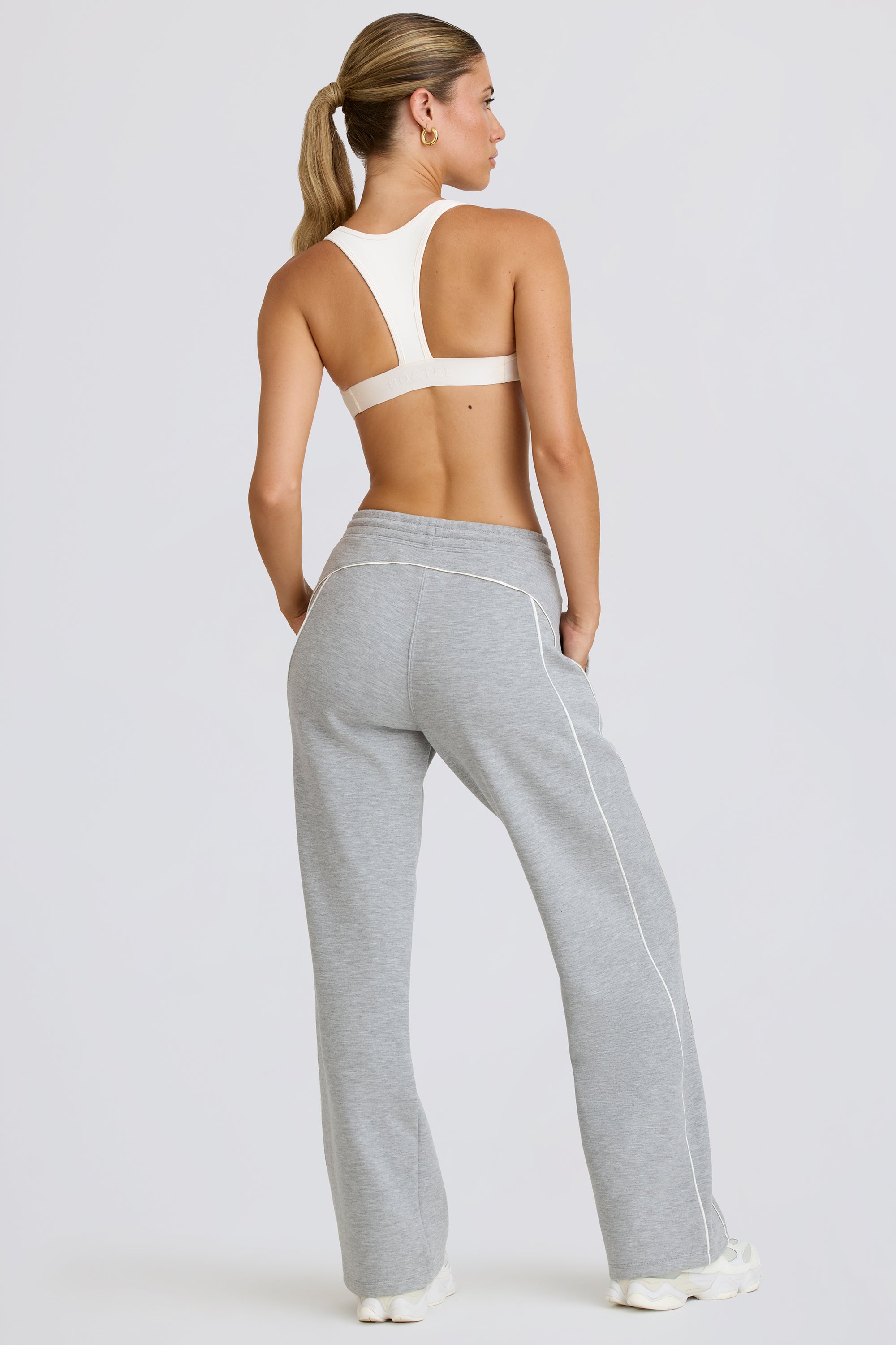 Mid-Rise Straight-Leg Joggers in Grey Marl