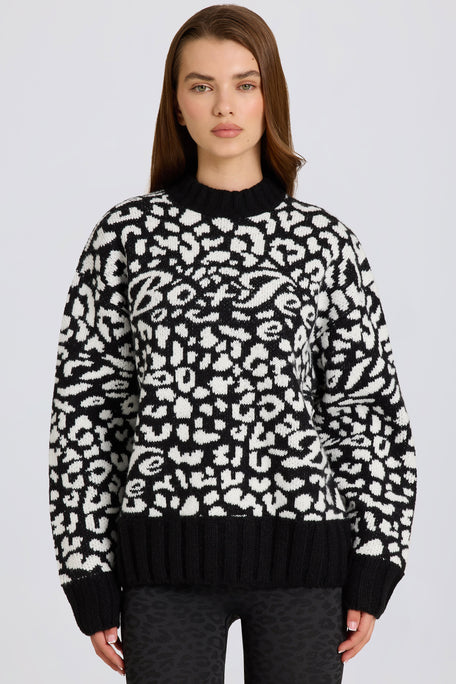 Jacquard-Knit Oversized Jumper in Black