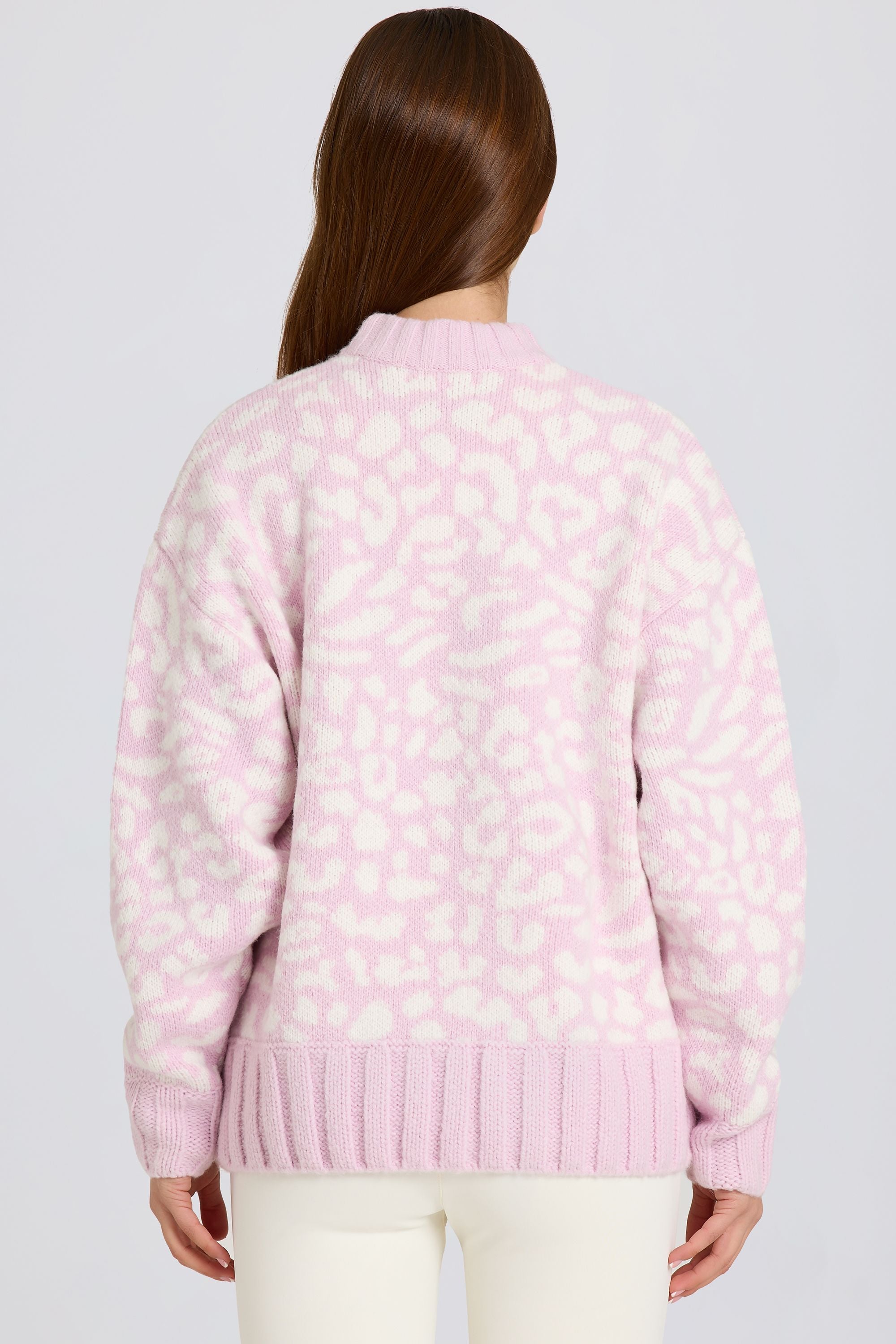Jacquard-Knit Oversized Jumper in Pink – Bo+Tee