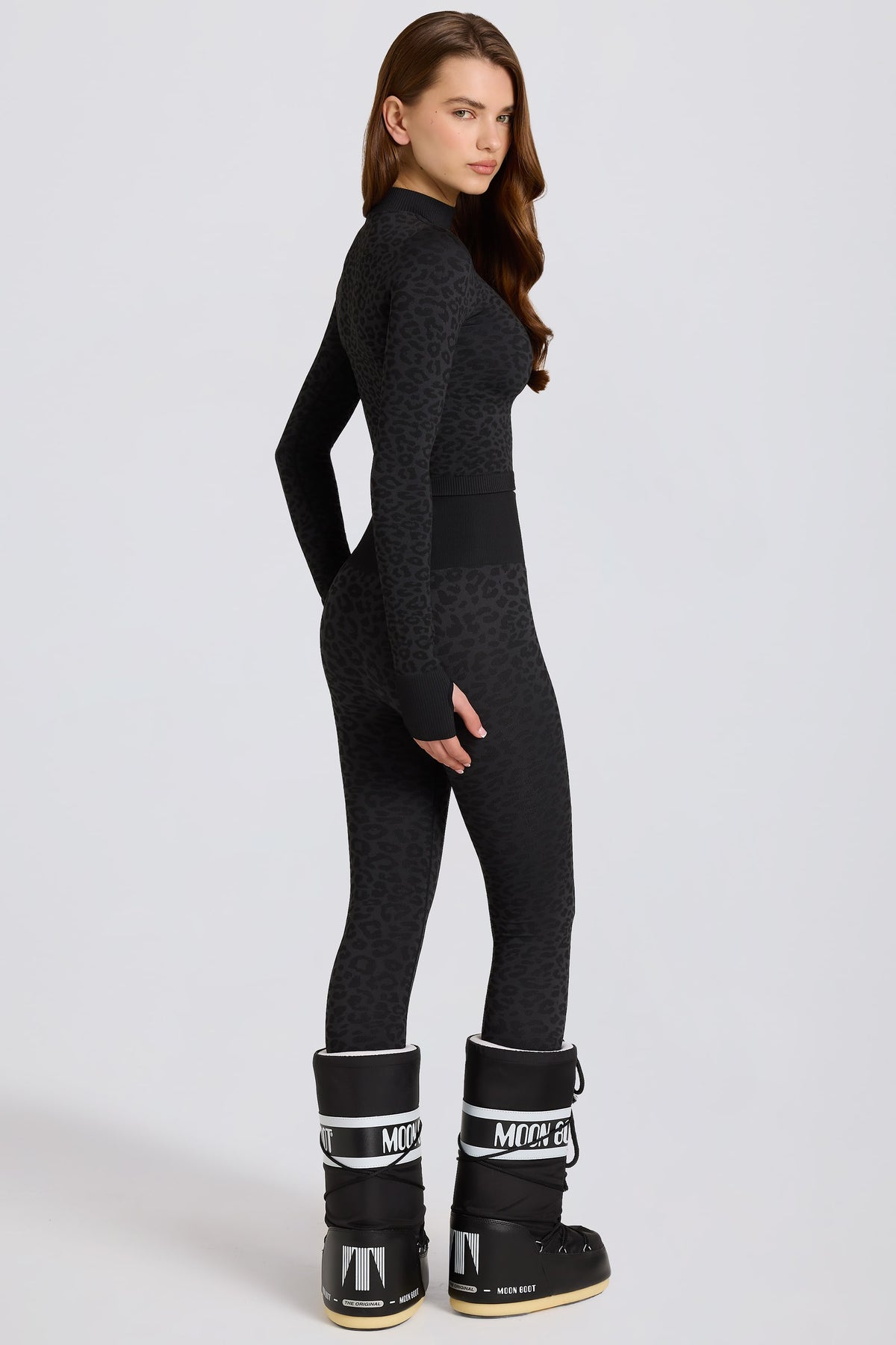 Thermal Base-Layer Leggings in Black Leopard
