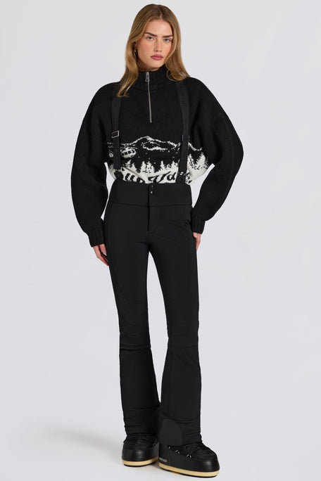 Waterproof High-Rise Salopettes with Suspenders in Black