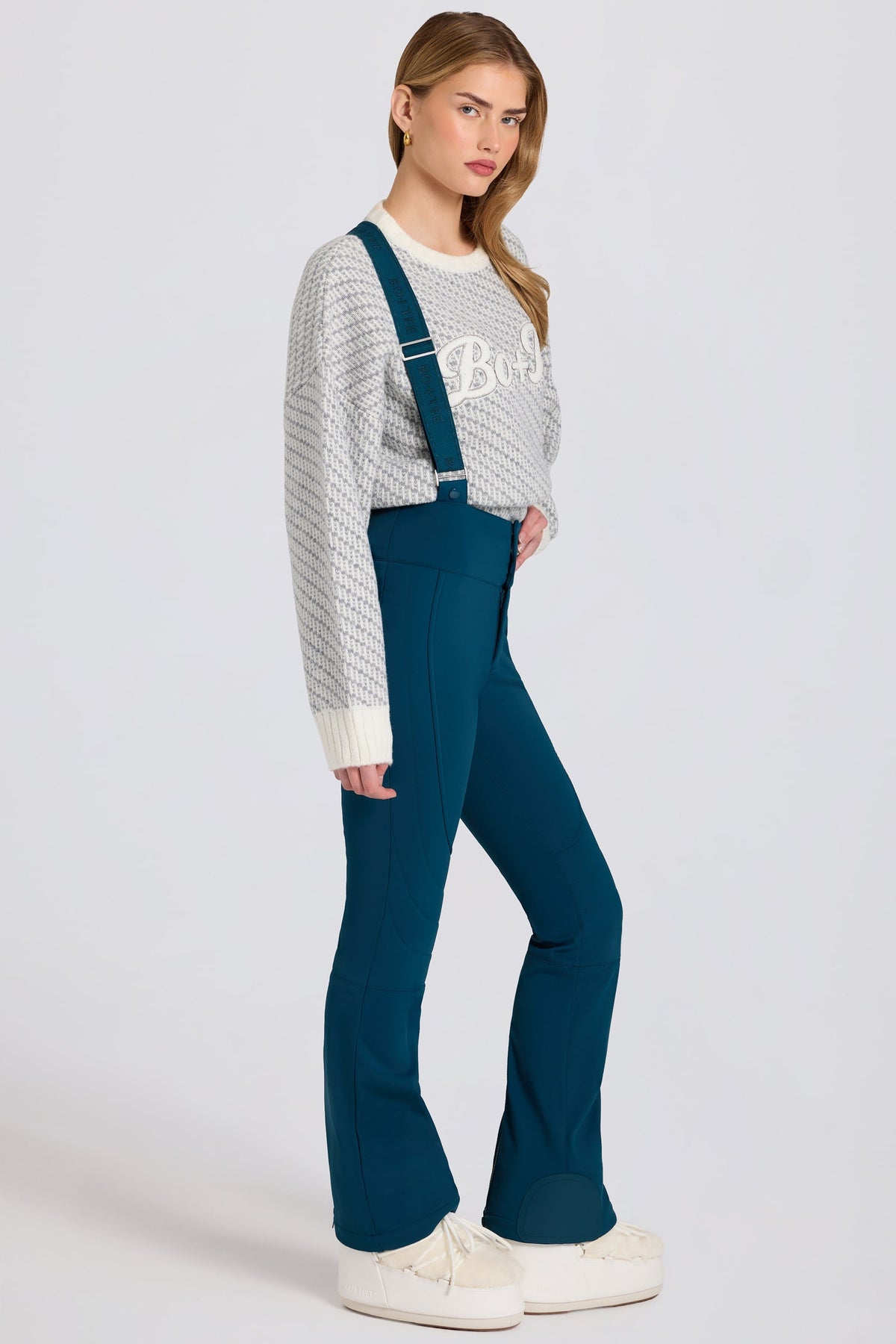 Waterproof High-Rise Salopettes with Suspenders in Teal