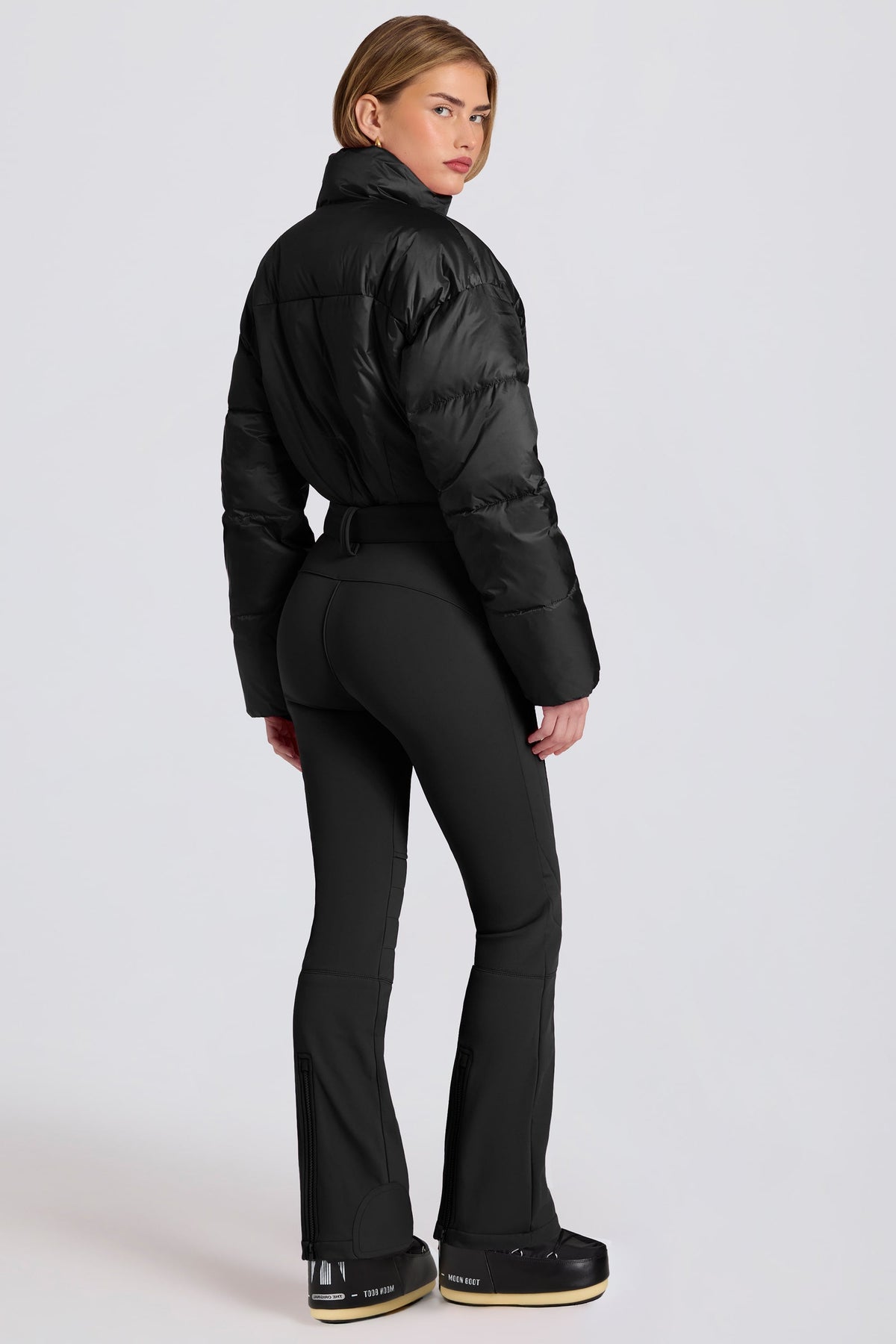 Waterproof Padded Belted Ski Suit in Black