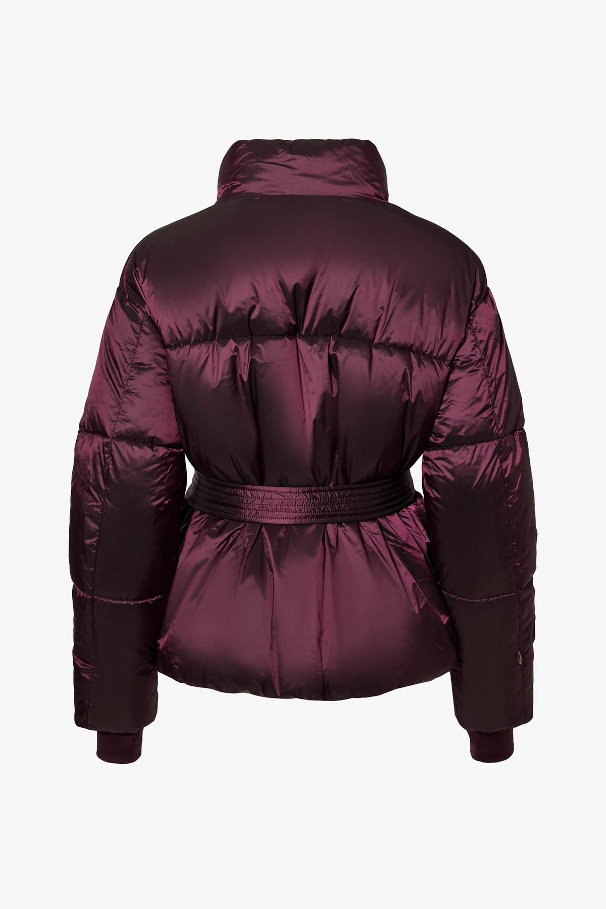 Waterproof Belted Oversized Ski Jacket in Burgundy